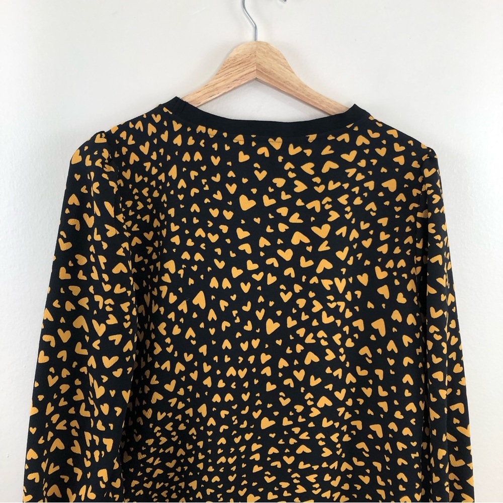 POPSUGAR Black and Mustard Heart Print Long-Sleeve Blouse - Picture 9 of 12